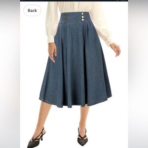 Belle Poque Blue Denim Fit and Flare 50s style Skirt